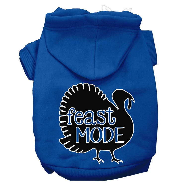 Feast Mode Screen Print Dog Hoodie Blue XXXL